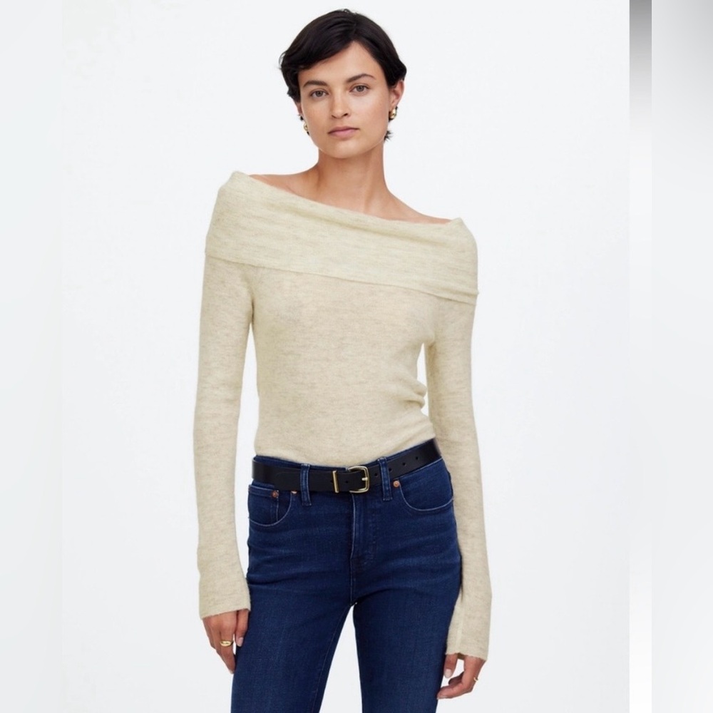 Madewell Cream Off-Shoulder Sweater